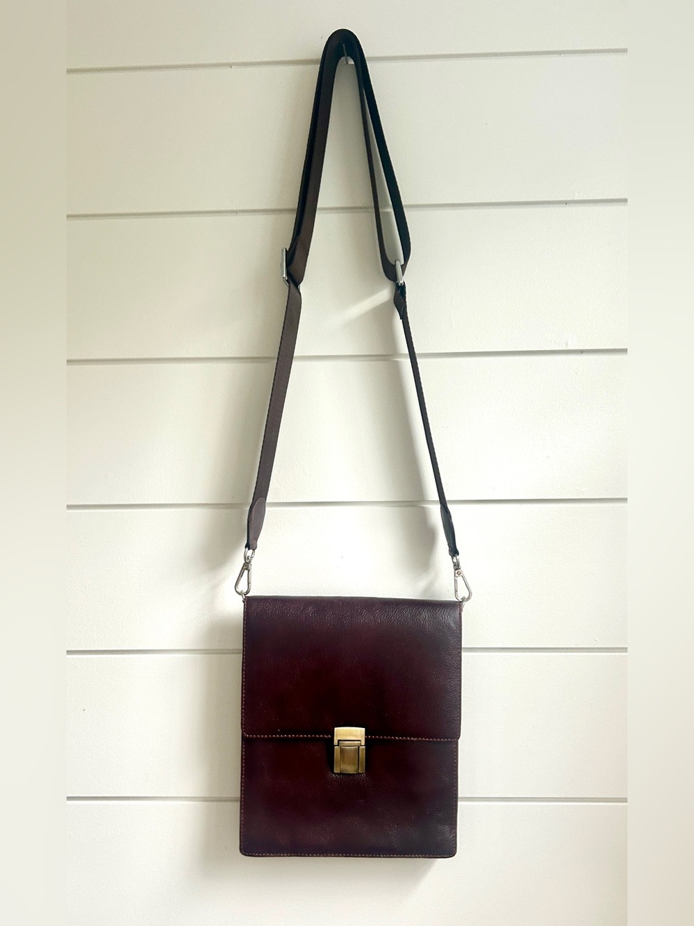 🏷️SALE! Cognac Italian Leather Artisan Messenger Box Bag with Adjustable Strap